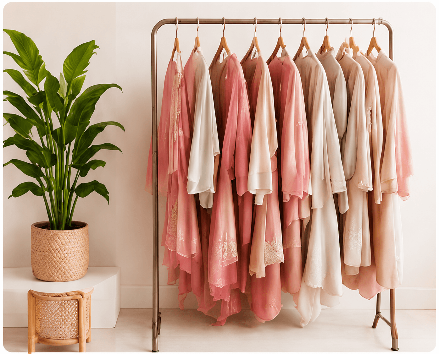 Curated fashion rail in a studio